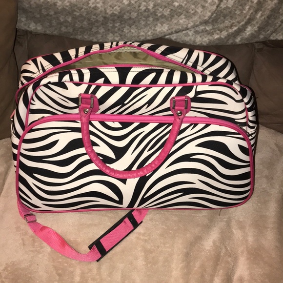 Pink with Zebra striped luggage NEW - Picture 5 of 6